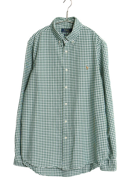 ポロ ラルフローレン ギンガム チェック 長袖 ボタンダウン シャツ メンズ L 古着 長袖シャツ オックスフォード コットン ワンポイント BD