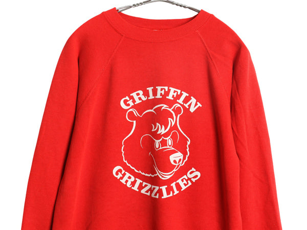 80s USA製 キャラクター イラスト プリント スウェット メンズ レディース M / ヴィンテージ アニマル グラフィック トレーナー 裏起毛 赤