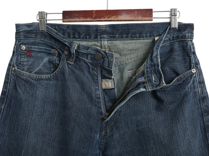 ポロ ラルフローレン デニム パンツ メンズ 32 30 / ヴィンテージ モデル ジーンズ ジーパン ストレート 濃紺 革パッチ シングルステッチ