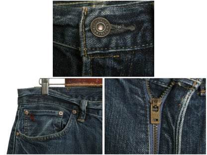 ポロ ラルフローレン デニム パンツ メンズ 32 30 / ヴィンテージ モデル ジーンズ ジーパン ストレート 濃紺 革パッチ シングルステッチ