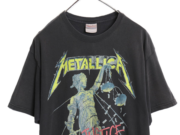 00s メタリカ イラスト プリント Tシャツ メンズ XL オールド オフィシャル バンド ロック メタル グラフィック アート ヘビーウェイト 黒