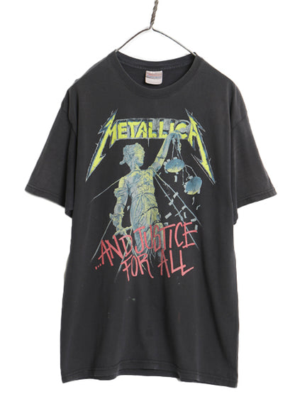 00s メタリカ イラスト プリント Tシャツ メンズ XL オールド オフィシャル バンド ロック メタル グラフィック アート ヘビーウェイト 黒