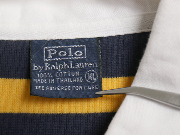 90s ポロ ラルフローレン ボーダー 長袖 ラガーシャツ キッズ XL メンズ S オールド ラグビー ポロシャツ カットソー ボックス 長袖シャツ
