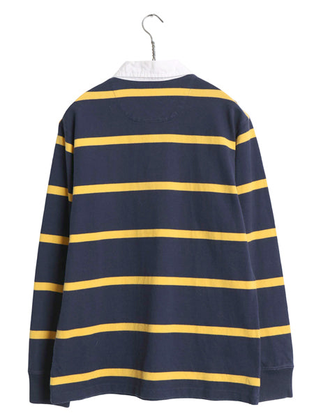 90s ポロ ラルフローレン ボーダー 長袖 ラガーシャツ キッズ XL メンズ S オールド ラグビー ポロシャツ カットソー ボックス 長袖シャツ
