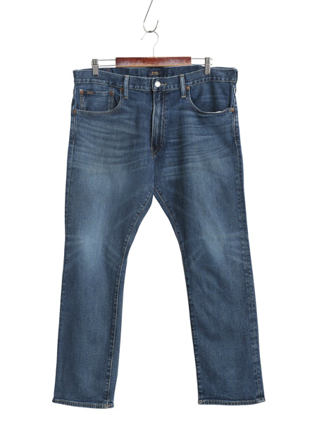 ポロ ラルフローレン デニム パンツ 実寸 37 29 / ヴィンテージ 加工 ジーンズ ジーパン スリム ストレート ストレッチ コットン 革パッチ