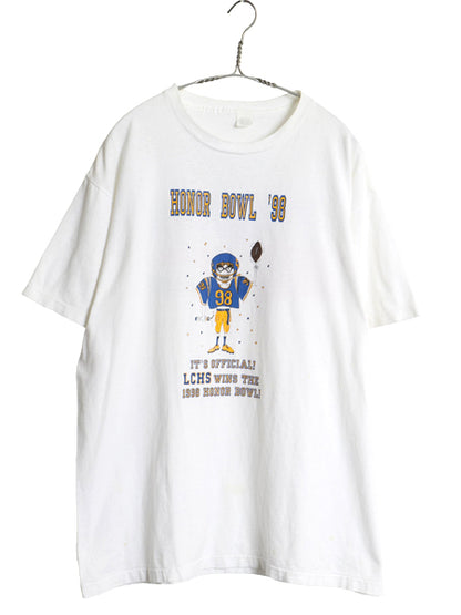 90s USA ペプシ フットボール プリント 半袖 Tシャツ メンズ L / オールド 企業 キャラクター イラスト グラフィック シングルステッチ 白