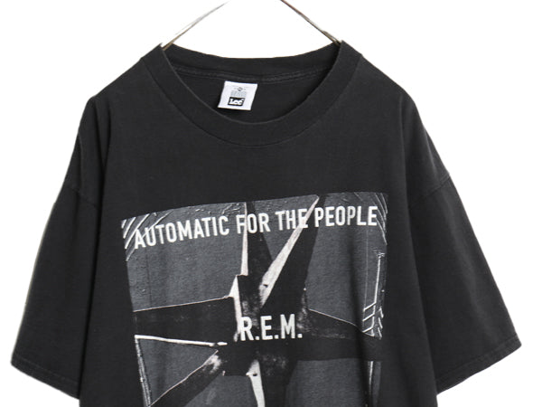 90s USA製 ★ R.E.M. イラスト プリント Tシャツ メンズ XL 古着 1992 オフィシャル 当時物 バンド ロック 大きいサイズ ヘビーウェイト 黒