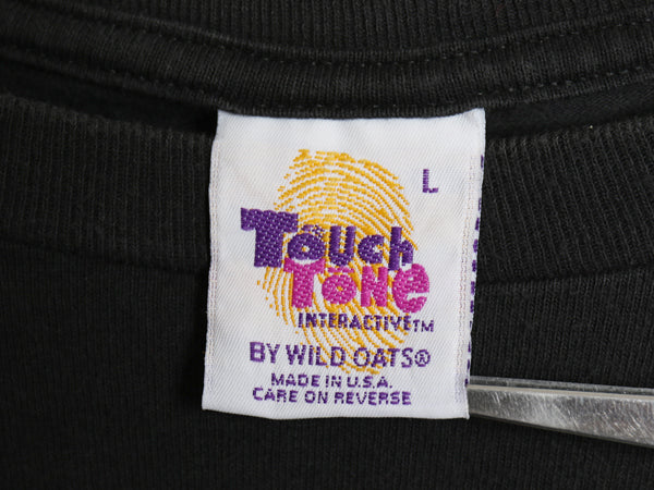 90s USA製 ★ バドワイザー カエル カメレオン イラスト プリント Tシャツ メンズ L 古着 ビール 当時物 企業物 アニマル キャラクター 黒