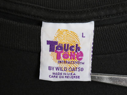 90s USA製 ★ バドワイザー カエル カメレオン イラスト プリント Tシャツ メンズ L 古着 ビール 当時物 企業物 アニマル キャラクター 黒