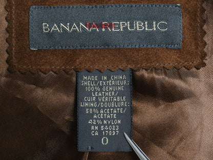 00s バナナリパブリック フルジップ 本革 スウェード レザー ジャケット レディース XS 程 オールド サファリ ブッシュ 革ジャン 4ポケット