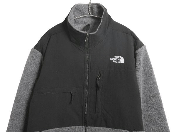 ノースフェイス デナリ ジャケット メンズ M 古着 アウトドア フリース ナイロン ブルゾン ハイネック フルジップ アウター ツートン 灰 黒