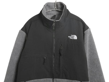ノースフェイス デナリ ジャケット メンズ M 古着 アウトドア フリース ナイロン ブルゾン ハイネック フルジップ アウター ツートン 灰 黒