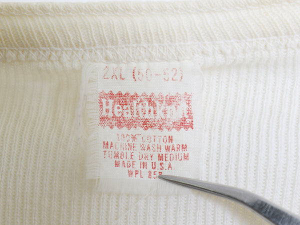 70s USA製 ヘルスニット ヘンリーネック アンダーシャツ メンズ XXL ヴィンテージ 長袖 Tシャツ サーマル リブ編み インナー 大きいサイズ