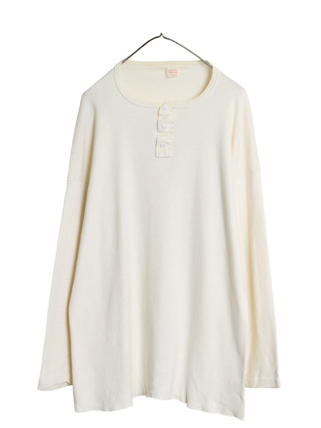 70s USA製 ヘルスニット ヘンリーネック アンダーシャツ メンズ XXL ヴィンテージ 長袖 Tシャツ サーマル リブ編み インナー 大きいサイズ
