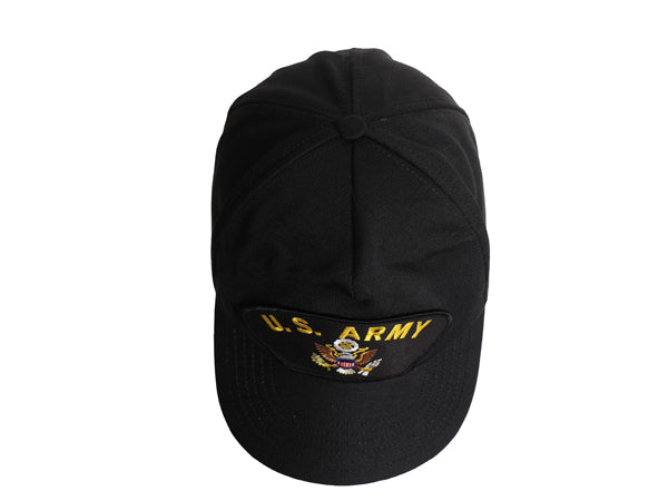 90s USA製 US ARMY アーミー ワッペン 刺繍 ベースボール キャップ フリーサイズ / 帽子 オールド 軍物 トラッカー ミリタリー シンプル 黒
