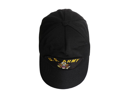 90s USA製 US ARMY アーミー ワッペン 刺繍 ベースボール キャップ フリーサイズ / 帽子 オールド 軍物 トラッカー ミリタリー シンプル 黒