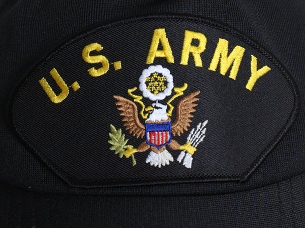 90s USA製 US ARMY アーミー ワッペン 刺繍 ベースボール キャップ フリーサイズ / 帽子 オールド 軍物 トラッカー ミリタリー シンプル 黒