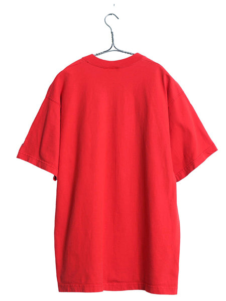 90s USA製 ウィルソン プリント Tシャツ メンズ L / オールド カットソー ヘビーウェイト コットン クルーネック ワンポイント ロゴ刺繍 赤