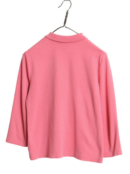 00s ローレン ラルフローレン ポロシャツ レディース M オールド 7分袖 スムース ストレッチ コットン カットソー ワンポイント トップス
