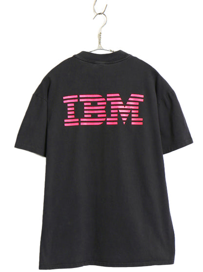 90s ★ アップル x IBM 企業 ロゴ プリント Tシャツ メンズ M 程/ 古着 オールド 当時物 グラフィック コンピューター シングルステッチ 黒