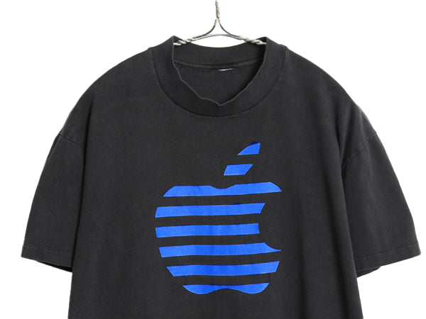 90s ★ アップル x IBM 企業 ロゴ プリント Tシャツ メンズ M 程/ 古着 オールド 当時物 グラフィック コンピューター シングルステッチ 黒