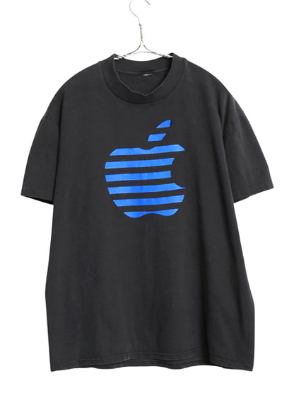 90s ★ アップル x IBM 企業 ロゴ プリント Tシャツ メンズ M 程/ 古着 オールド 当時物 グラフィック コンピューター シングルステッチ 黒