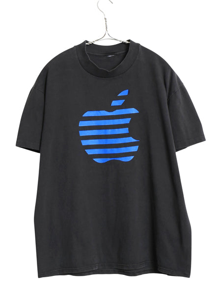 90s ★ アップル x IBM 企業 ロゴ プリント Tシャツ メンズ M 程/ 古着 オールド 当時物 グラフィック コンピューター シングルステッチ 黒