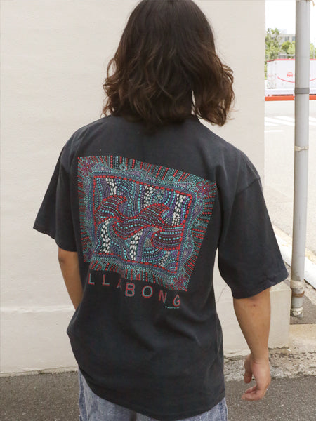 90s USA製 ☆ ビラボン 両面 ロゴ プリント Tシャツ メンズ L / オールド サーフ グラフィック アート シングルステッチ ヘビーウェイト 黒