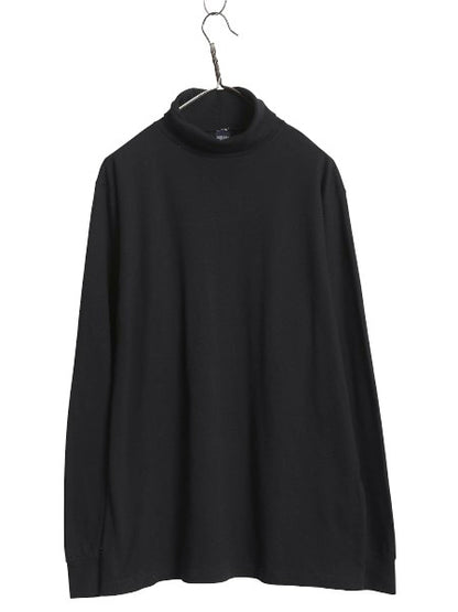90s USA製 ランズエンド タートルネック 長袖 Tシャツ メンズ L / オールド ロンT スムース ストレッチ コットン 無地 カットソー ブラック