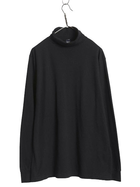 90s USA製 ランズエンド タートルネック 長袖 Tシャツ メンズ L / オールド ロンT スムース ストレッチ コットン 無地 カットソー ブラック