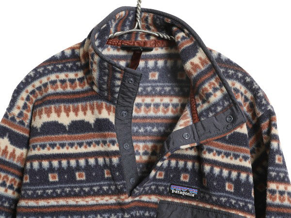 パタゴニア 総柄 ライトウェイト シンチラ スナップT メンズ S 古着 21年製 フリース ジャケット プルオーバー フェアアイル マルチカラー