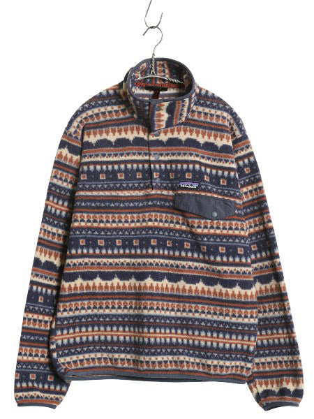 パタゴニア 総柄 ライトウェイト シンチラ スナップT メンズ S 古着 21年製 フリース ジャケット プルオーバー フェアアイル マルチカラー