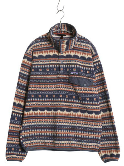 パタゴニア 総柄 ライトウェイト シンチラ スナップT メンズ S 古着 21年製 フリース ジャケット プルオーバー フェアアイル マルチカラー