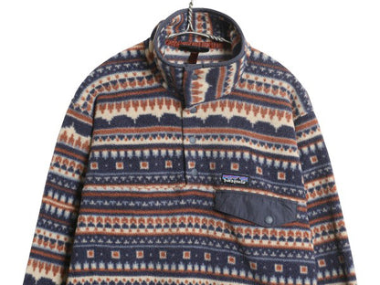 パタゴニア 総柄 ライトウェイト シンチラ スナップT メンズ S 古着 21年製 フリース ジャケット プルオーバー フェアアイル マルチカラー