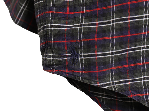 90s The Big Oxford ラルフローレン チェック 長袖 ボタンダウン シャツ メンズ XL 古着 オールド ポロ BD オックスフォード 大きいサイズ