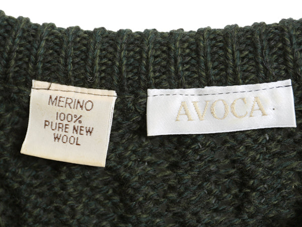 アイルランド製 AVOCA フィッシャーマン ニット セーター メンズ S レディース M 程/ アラン ケーブル メリノ ウール ローゲージ シンプル