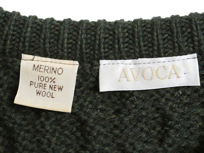 アイルランド製 AVOCA フィッシャーマン ニット セーター メンズ S レディース M 程/ アラン ケーブル メリノ ウール ローゲージ シンプル