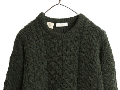 アイルランド製 AVOCA フィッシャーマン ニット セーター メンズ S レディース M 程/ アラン ケーブル メリノ ウール ローゲージ シンプル