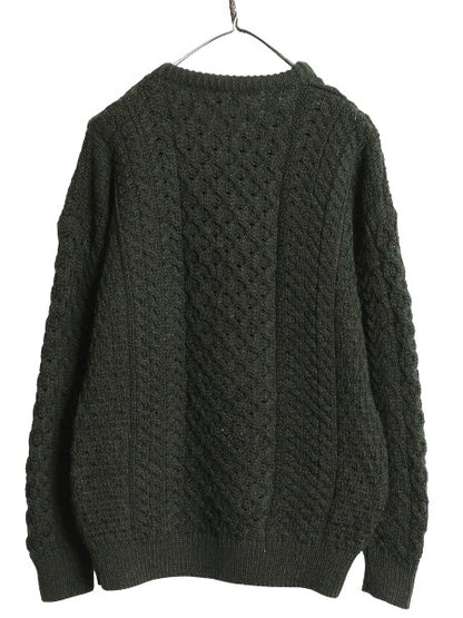 アイルランド製 AVOCA フィッシャーマン ニット セーター メンズ S レディース M 程/ アラン ケーブル メリノ ウール ローゲージ シンプル