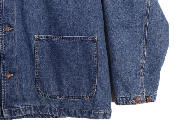 90s オールド ギャップ デニム カバーオール ジャケット メンズ XL ワーク ジーンズ ハーフコート ブランケット ライナー付き 大きいサイズ