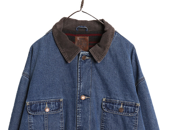 90s オールド ギャップ デニム カバーオール ジャケット メンズ XL ワーク ジーンズ ハーフコート ブランケット ライナー付き 大きいサイズ