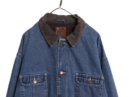 90s オールド ギャップ デニム カバーオール ジャケット メンズ XL ワーク ジーンズ ハーフコート ブランケット ライナー付き 大きいサイズ