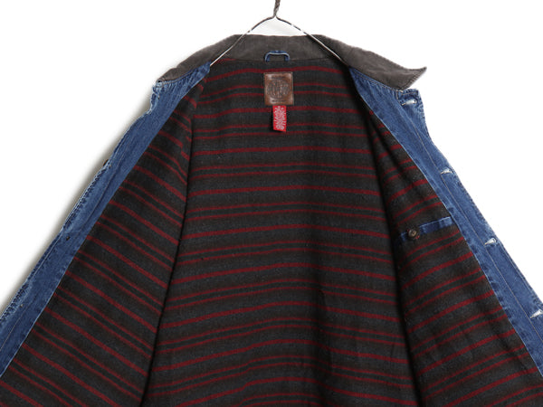 90s オールド ギャップ デニム カバーオール ジャケット メンズ XL ワーク ジーンズ ハーフコート ブランケット ライナー付き 大きいサイズ