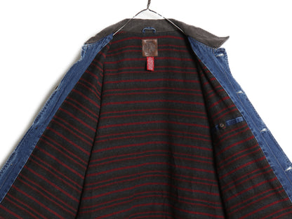 90s オールド ギャップ デニム カバーオール ジャケット メンズ XL ワーク ジーンズ ハーフコート ブランケット ライナー付き 大きいサイズ