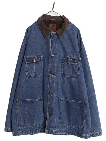 90s オールド ギャップ デニム カバーオール ジャケット メンズ XL ワーク ジーンズ ハーフコート ブランケット ライナー付き 大きいサイズ