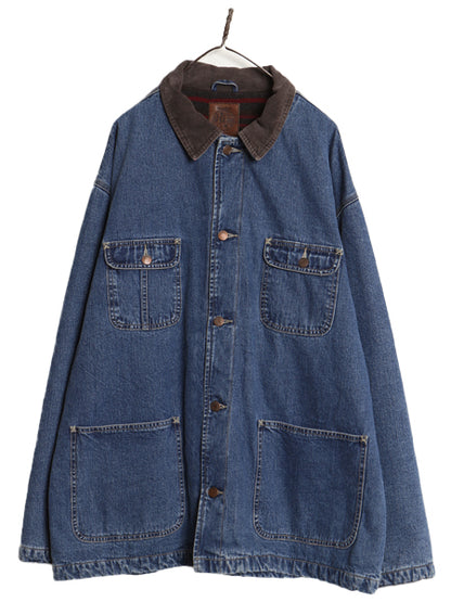 90s オールド ギャップ デニム カバーオール ジャケット メンズ XL ワーク ジーンズ ハーフコート ブランケット ライナー付き 大きいサイズ