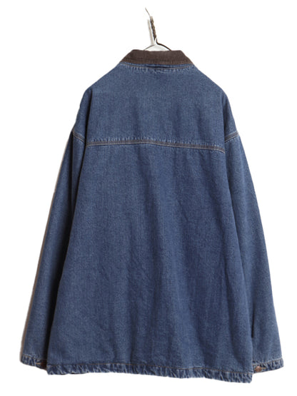 90s オールド ギャップ デニム カバーオール ジャケット メンズ XL ワーク ジーンズ ハーフコート ブランケット ライナー付き 大きいサイズ