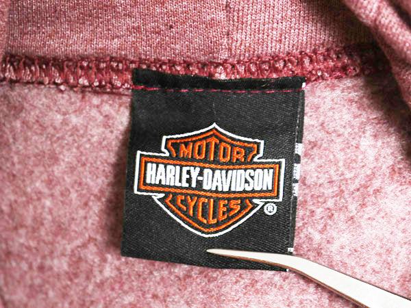 ハーレー ダビッドソン 両面 プリント スウェット フード パーカー メンズ L / プルオーバー トレーナー バイク 裏起毛 シンプル パープル