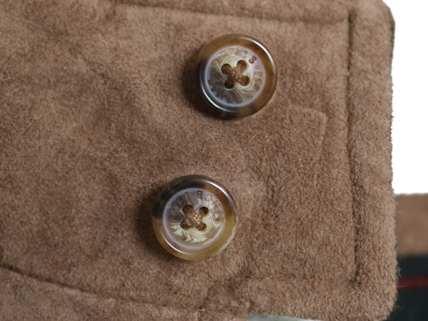 デッドストック 00s オービス 本革 スウェード レザー ベスト メンズ XL / オールド フルジップ チェック ライナー 重ね着 大きいサイズ 茶