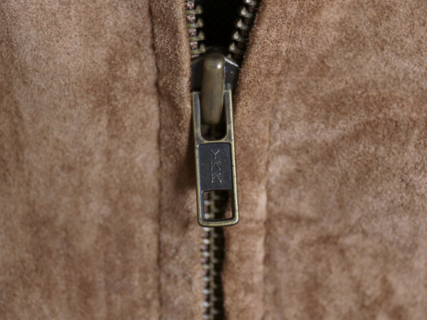 デッドストック 00s オービス 本革 スウェード レザー ベスト メンズ XL / オールド フルジップ チェック ライナー 重ね着 大きいサイズ 茶